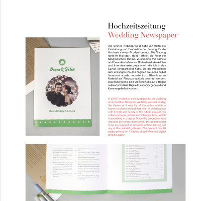 Portfolio page, wedding newspaper