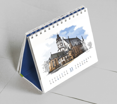 Illustrated desk calendar